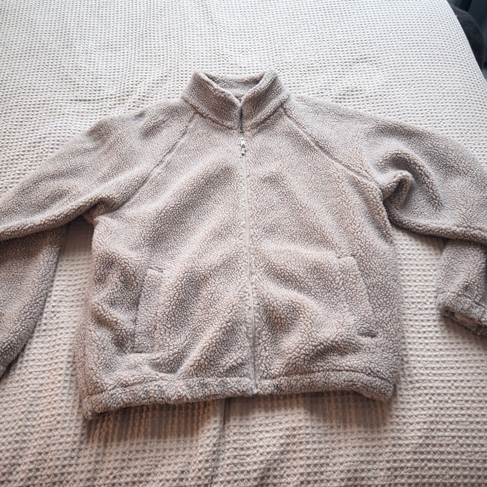 BDG Plush Knit Jacket in Light Beige
